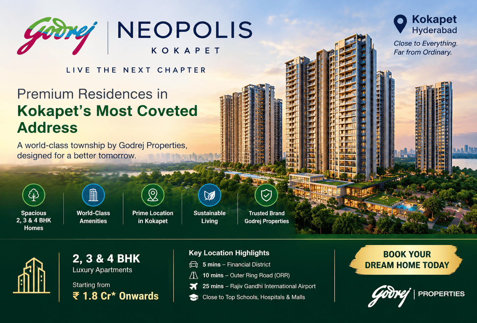 Representative premium residential apartment visual for Godrej Neopolis Kokapet