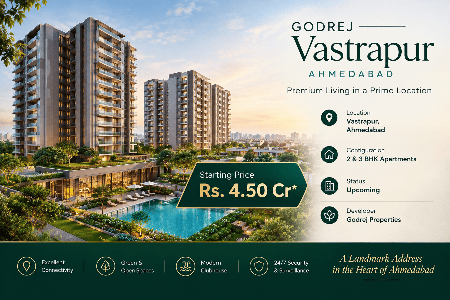 Representative premium residential apartment visual for Godrej Vastrapur Ahmedabad